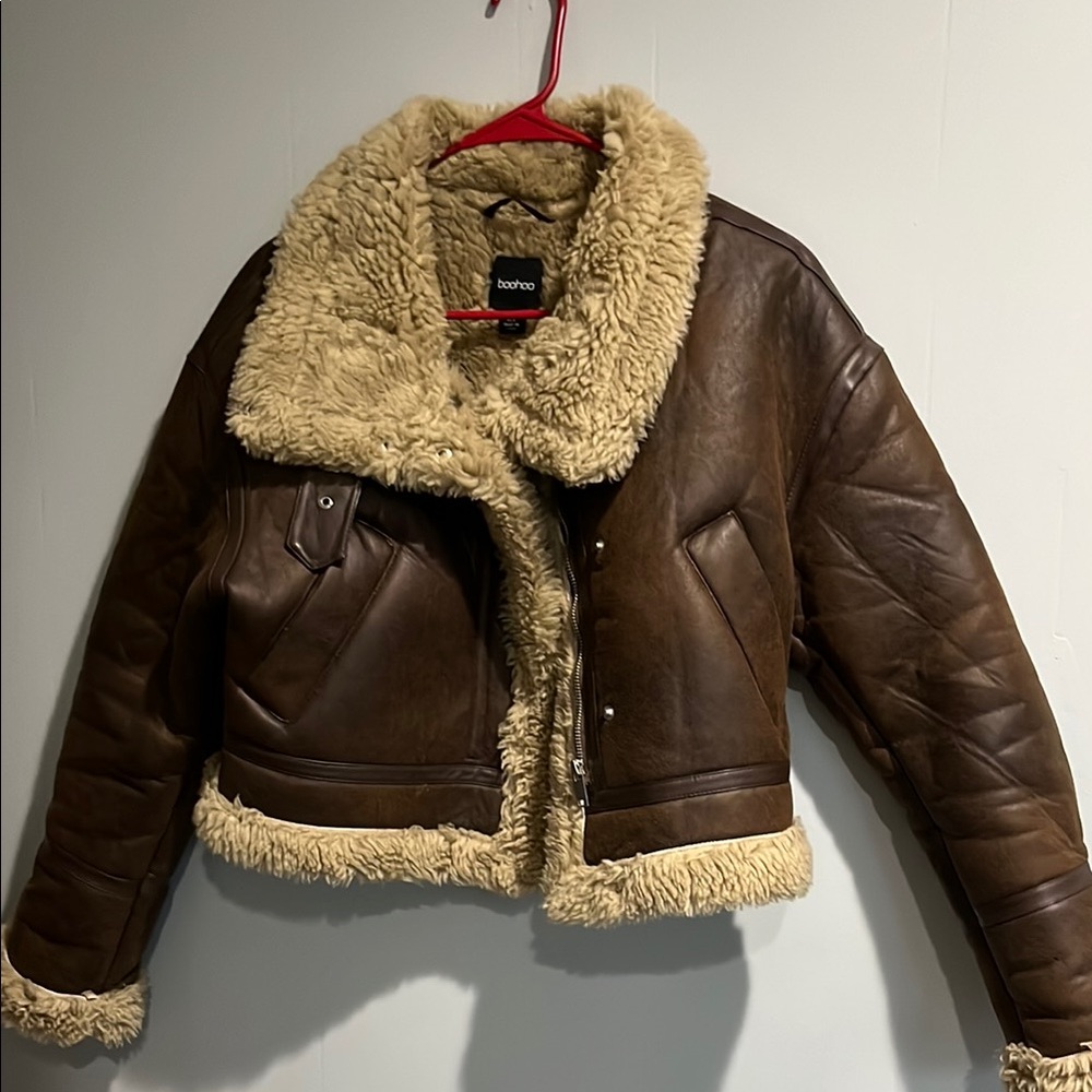 Boohoo Brown Shearling Jacket